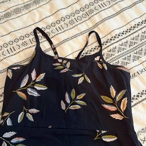 PACT Women's Golden Hour Leaves Fit & Flare Shorty Midi Dress L